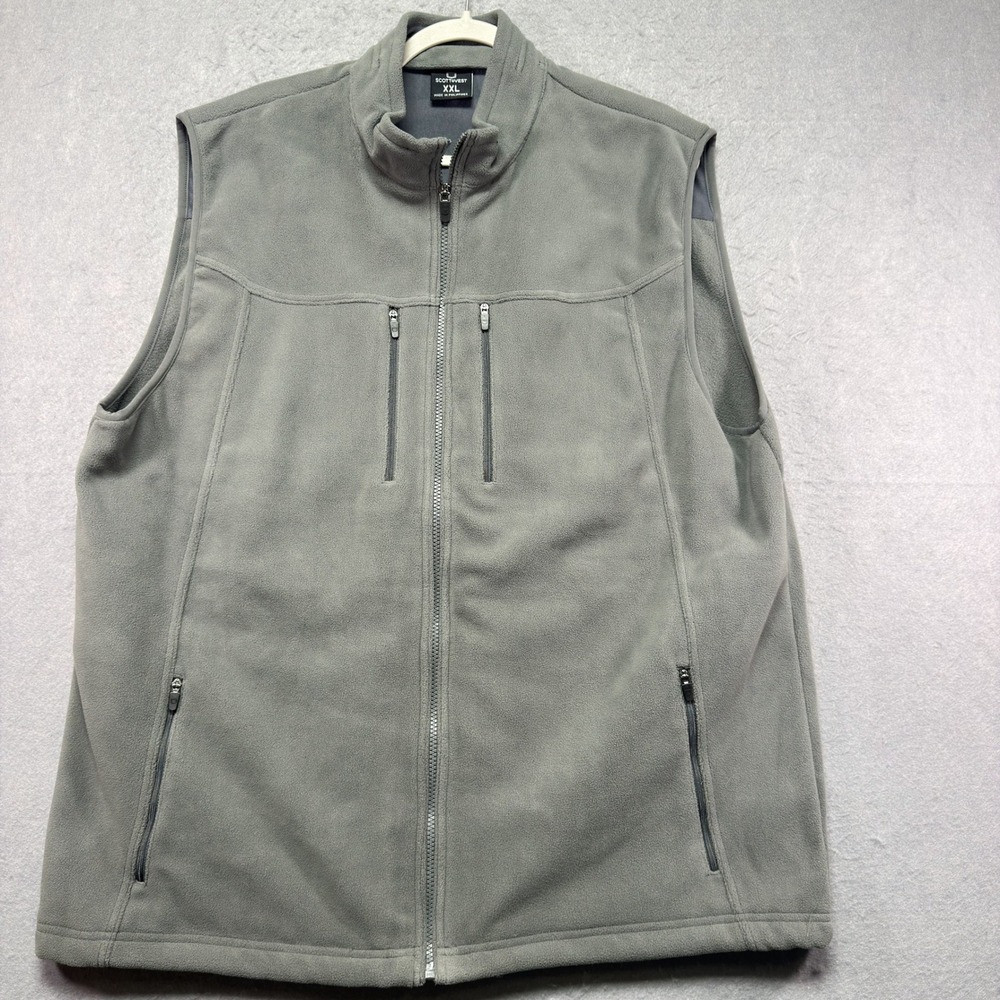 SCOTTEVEST Mens Gray Fleece Multi-Pocket Travel Utility Vest SV-FFM XXL